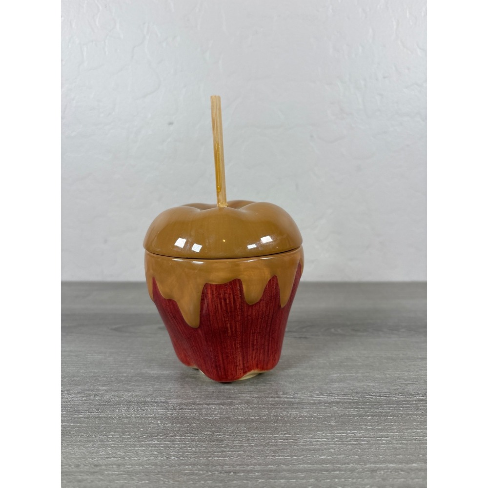 Hallmark Ceramic Caramel Apple Candy Jar Lidded Fall Autumn Decor Red Brown